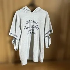 LOVE RABBY 半袖パーカー ワンピース グレー J-M
