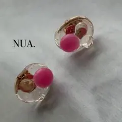 NUA. クリア・ピンク ハンドメイドピアス　アレルギー非対応