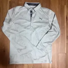 【送料込】PUMA グリーン 長袖ポロシャツ　XL