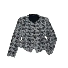 上品 東京イギン 高級ライン Zibeline ノーカラー レース ジャケット