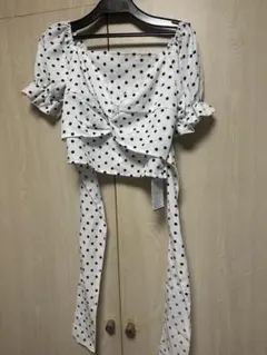 新品！未使用　ANAP ホワイト・ドット柄・ラップブラウス　#ギャル