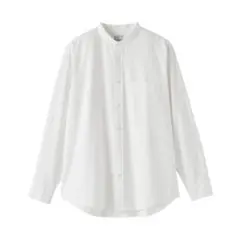 無印良品　洗いざらしオックス　スタンドカラー　長袖シャツ　白　 XL