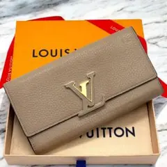 ルイヴィトン　ポルトフォイユ・カプシーヌ　ガレ　長財布　ベージュ　財布　レザー
