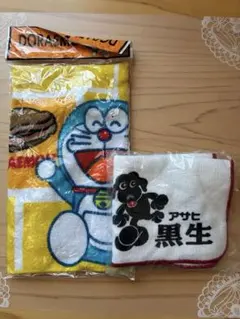 ドラえもん 黒生 ミニタオル ハンカチ 2枚セット 未使用