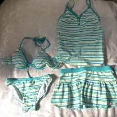 水色ストライプ セパレート水着セット