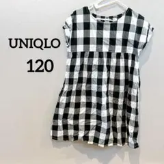 UNIQLO【120】 チェック柄 半袖ワンピース