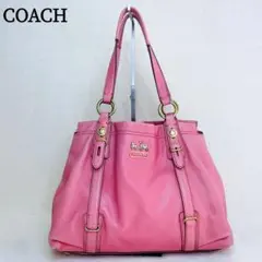 COACH コーチ ハンドバッグ キャンバス シグネチャー ピンク 14444