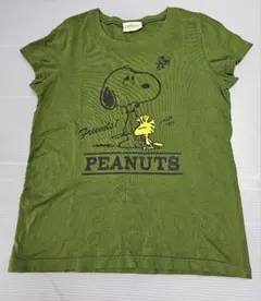 【採寸追加】PEANUTS スヌーピー 半袖Tシャツ オリーブのサムネイル