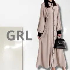 k1【グレイル】シャツワンピース/新品 きれいめ 細見え ピンク ロング丈 柔