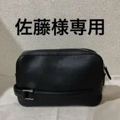 【美品】タケオキクチ 【ギブソン】セカンドバッグ ブラック 定価2.6万 日本製