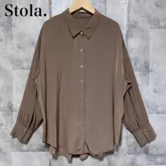 【Stola.】袖スリットブラウス ギャザー オーロラ サイズ36 ブラウンのサムネイル