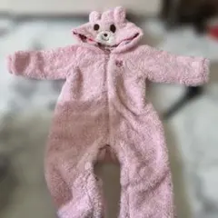 ミキハウスMIKI HOUSE ウサギ耳付きフリースロンパース 80cm