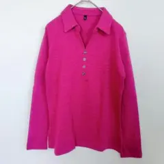★ポロシャツ 【М】 ピンク 長袖 レディース 襟付き おしゃれ 秋