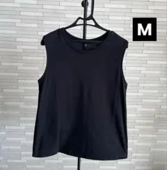 ユニクロ コットンノースリーブ T 黒　インナー　肌着　綿　春夏