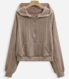 大きいサイズ トップス 4XL フード付き ニットパーカー