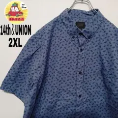 USA古着 ―14th＆UNION　半袖ボタンシャツ2XL　ブルー