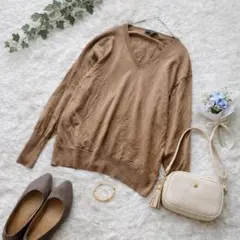 ユニクロ ꕤ エクストラファインメリノリラックスフィットVネックセーター 無地