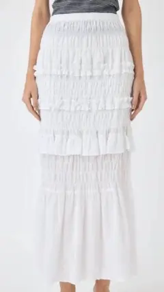 【美品】MOUSSY SHIRRING LONG スカートのサムネイル