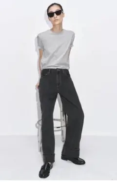 ZW COLLECTION バギー ミッドウエスト ジーンズ ブラック