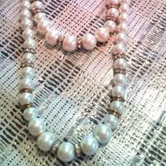 2連のパールのロングネックレス♪