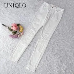 ユニクロ　デニムパンツ　ジーンズ　ジーパン　白　ホワイト　ストレート