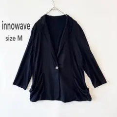 innowave テーラードジャケット M ネイビー 七分袖 カットソー生地のサムネイル