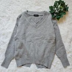 グリーンレーベル リラクシング　ニット　ウール　カシミヤ　Vネック　グレー