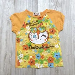 匿名配送 美品 ドキンちゃん 花柄 半袖 Tシャツ オレンジ 90