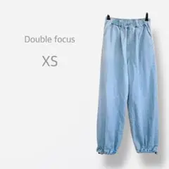 【doublefocus】ワーク　テーパードデニムパンツ　ドロスト　ウエストゴム