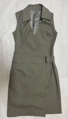 MICHEL KLEIN ワンピース カーキ 38 Mサイズ 日本製 ベルト付き