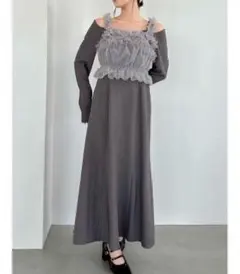 dazzlinダズリン チュールギャザービスチェカットワンピース