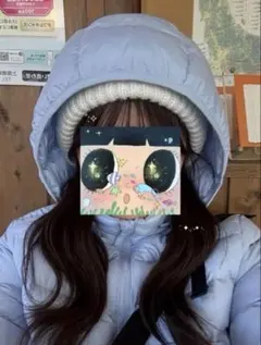 ユニクロキッズ　フード付きダウンジャケット ライトブルー　160