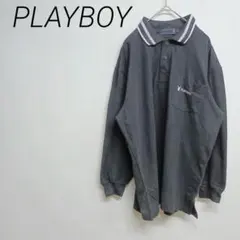 PLAYBOY ブラック メンズ　長袖ポロシャツ　Lサイズ　☆2873