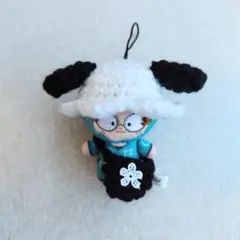 8cm　ほわぬい　忍たま　ぬい服　たれ耳　帽子　バッグ　セット　白＋黒