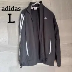 adidas 【L】 ブラック ナイロン ジャージ ジャケット アディダス