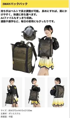 阪神タイガース　ファンクラブ　3WAYバックパック