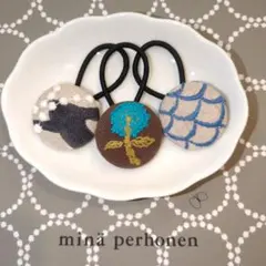 ミナペルホネンハンドメイドヘアゴム３個セット サイズ38mm