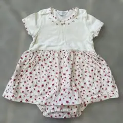 花柄刺繍　ロンパース ホワイト/ピンク　ナルミヤ　70 お出かけ　ベビー服