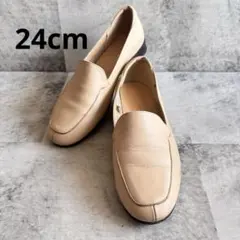 ベージュ 24cm ローヒール ウェッジソール シンプル パンプス レディース