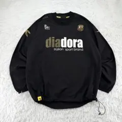 DIADORA イタリア プルオーバーシャツ プリント ロゴ刺繍 黒 Lのサムネイル