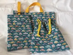 【ハンドメイド】入園入学３点セット　レッスンバック　上履き袋　体操服袋　車柄