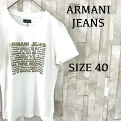 古着ARMANI JEANS 半袖Tシャツ ロゴプリント 40 ホワイト