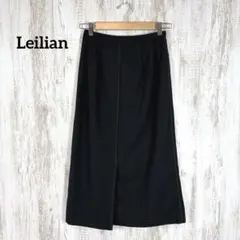 美品 Leilian レリアン ウール ダブル スリット ロング フレアスカート