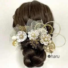 成人式　結婚式　卒業式　和装　髪飾り　つまみ細工　プリザーブドフラワー　A78