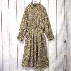 【シーナデレイ】美品　フラワーフリルロングワンピースハイネック 長袖 Mサイズ