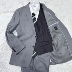SUIT SELECT スーツセレクト 3ピース ストライプ スーツ A6 背抜