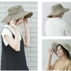 帽子　つば広　バケットハット　サファリハット　あご紐付き　UV 紫外線対策