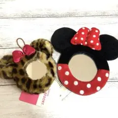 ディズニー　Disney ミニー　ミニミラー　チェーン付　ヒョウ柄　2個セット