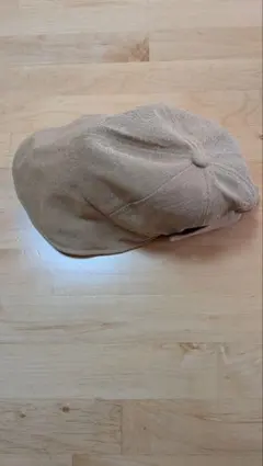 ベージュ キャスケット風キャップ リボン付き