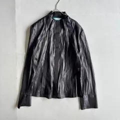 【MAGGY】長袖シアーシャツ　黒　ブラック　日本製　オシャレ　薄手　羽織（9）